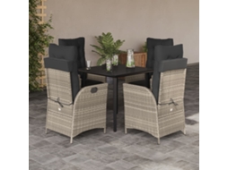 5 Pcs Conjunto De Jantar P/ Jardim C/ Almofadões Cinza Claro Dkd Home Decor