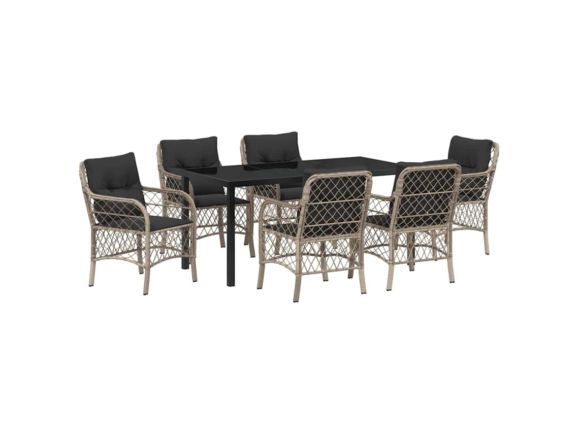 Maison Exclusive - Conjunto De Jantar Para Jardim 7 Pcs Cinzento-claro Vime Pe