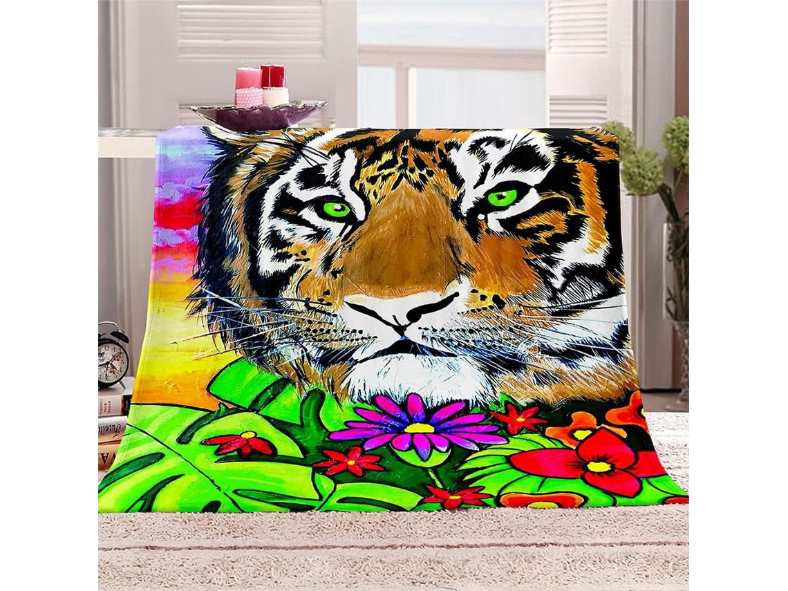 Manta de Flanela Fansu Estampa Tigre 3d Colcha Microfibra Macia e Fofa para o Inverno Ideal Cama Ou Sofá Adequ