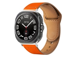 Bracelete para Samsung Galaxy Watch Ultra XIAOMOYU em couro com fivela reversa e rebite laranja (47mm)