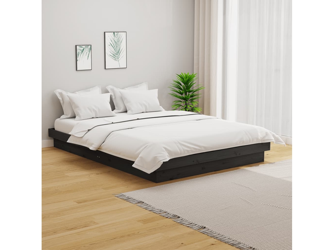 Vidaxl Estrutura Cama Pequena Casal 120x190 Cm Pinho Maciço Cinza