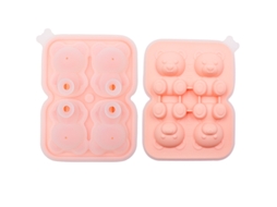 Forma De Gelo 3d Em Forma De Urso, Com Tampa, Ideal Para Cocktails E Whisky. Reutilizável E Própria Para Alimentos. Rosa Hexinyigjly