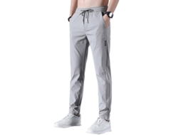 Calça Masculina Com Cintura Elástica, Tecido Frio E Respirável, Antiestática E Uv, Quick-dry, Design Moderno Cinza
