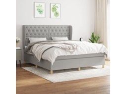 Vidaxl Cama Com Molas/colchão 160x200 Cm Tecido Cinzento-claro