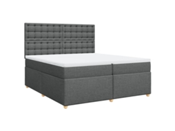 Cama com Molas/Colchão 200x200 Cm em Tecido Cinzento Escuro MAISON EXCLUSIVE