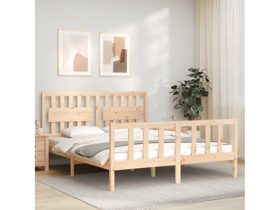 Vidaxl Cama Sem Colchão 160x200 Cm Madeira de Pinho Maciça