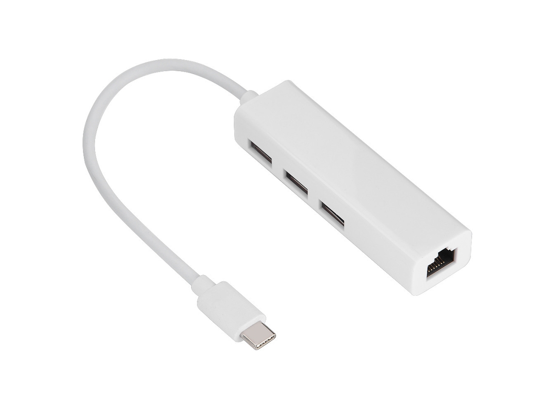 Usb Hub (placa De Rede 100m Interface Type-c) 3.0hub Com Capa De Plástico Adaptador De Ethernet Gigabit Usb Para Rj45