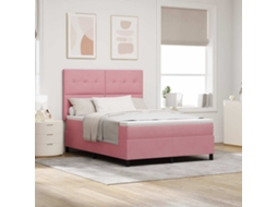 Vidaxl Cama Box Com Cabeceira Rosa 140 X 190 Cm Veludo