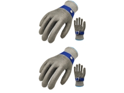 Luvas Resistentes A Cortes, Luvas De Aço Inoxidável Chronus Gs, Luvas De Proteção De Cozinha Nível 5 (cinza, 2 Pares, Xl)