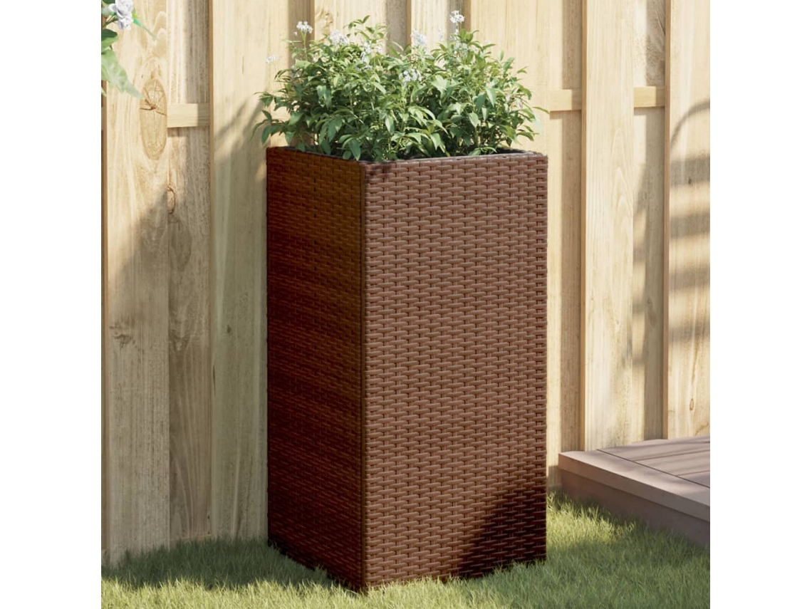 Vidaxl Vaso/floreira De Jardim 2 Pcs 40x40x80 Cm Vime Pe Castanho