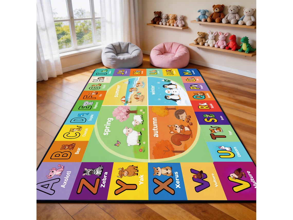 Tapete Para Brincar Chrui - Antiderrapante Com Alfabeto Abc E Animais Para Aprendizado - 50*80cm - Cartas 02