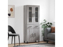 Vidaxl Armário Alto 69,5x34x180 Cm Derivados De Madeira Sonoma Cinza