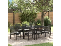 Vidaxl Conjunto De Jantar Para Jardim 9 Unid. Preto Vime Pe