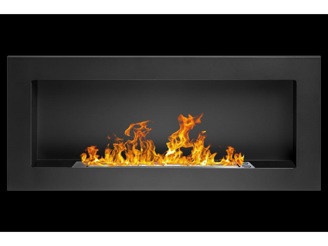 Lareira A Bioetanol Lucca Black, Para Parede Ou Embutida, C 90 X L 12 X A 40 Divina Fire