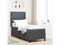 Vidaxl Cama Box Com Colchão Cinza Escuro 80 X 200 Cm Veludo