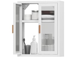 Armário de Parede para Banheiro com 2 Portas Caneladas,prateleira Ajustável,40x14x50cm,branco BTFORUS