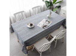 Toalha De Mesa De Algodão E Linho Com Borlas, Lavável A Seco, Sem Rugas, Para Cozinha, Sala De Jantar, Decoração De Mesa De Festa (listrada Cinza, 140