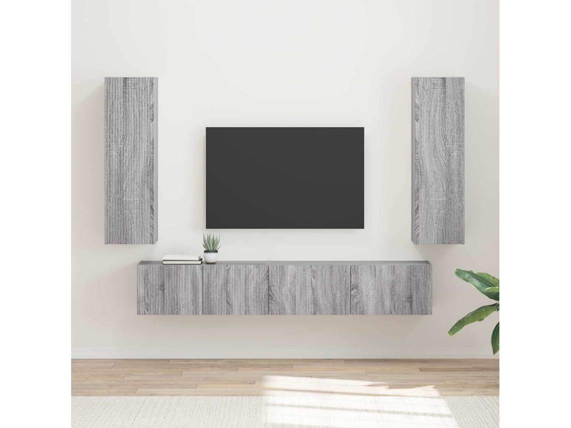 Vidaxl Conjunto de Móvel de Tv 3 Pcs Cinza Sonoma Madeira Processada