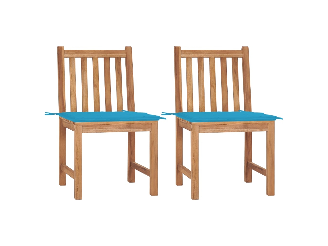 Vidaxl Cadeiras De Jardim C/ Almofadões 2 Pcs Teca Maciça