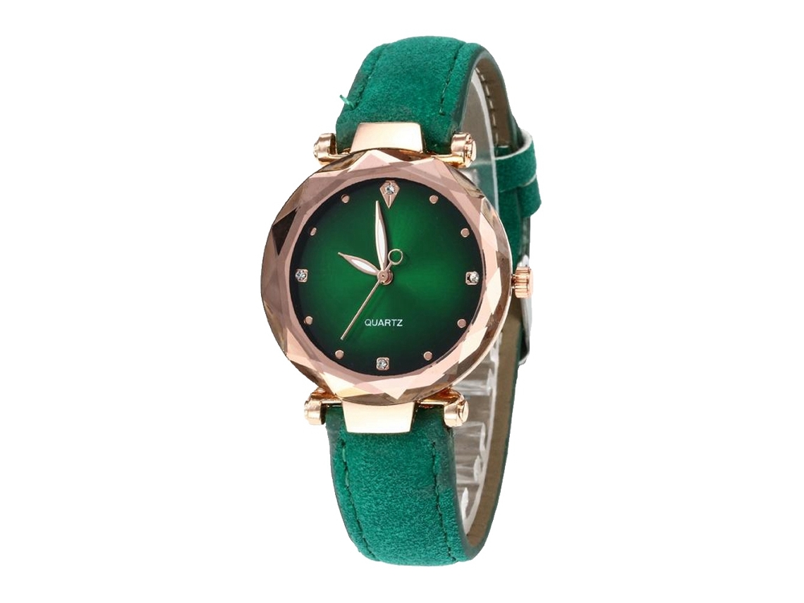 Relógio Esportivo de Quartzo com Pulseira de Couro Estilo Simples e Fashion (verde)