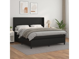 Vidaxl Cama com Molas/colchão 180x200 Cm Couro Artificial Preto