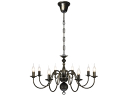 Candelabro De Metal Preto Antigo Com 8 Lâmpadas E14