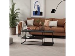 Mesa de Centro Solund com 2 Prateleiras em Aço 120X50X50Cm Preto Mate [EN.CASA]