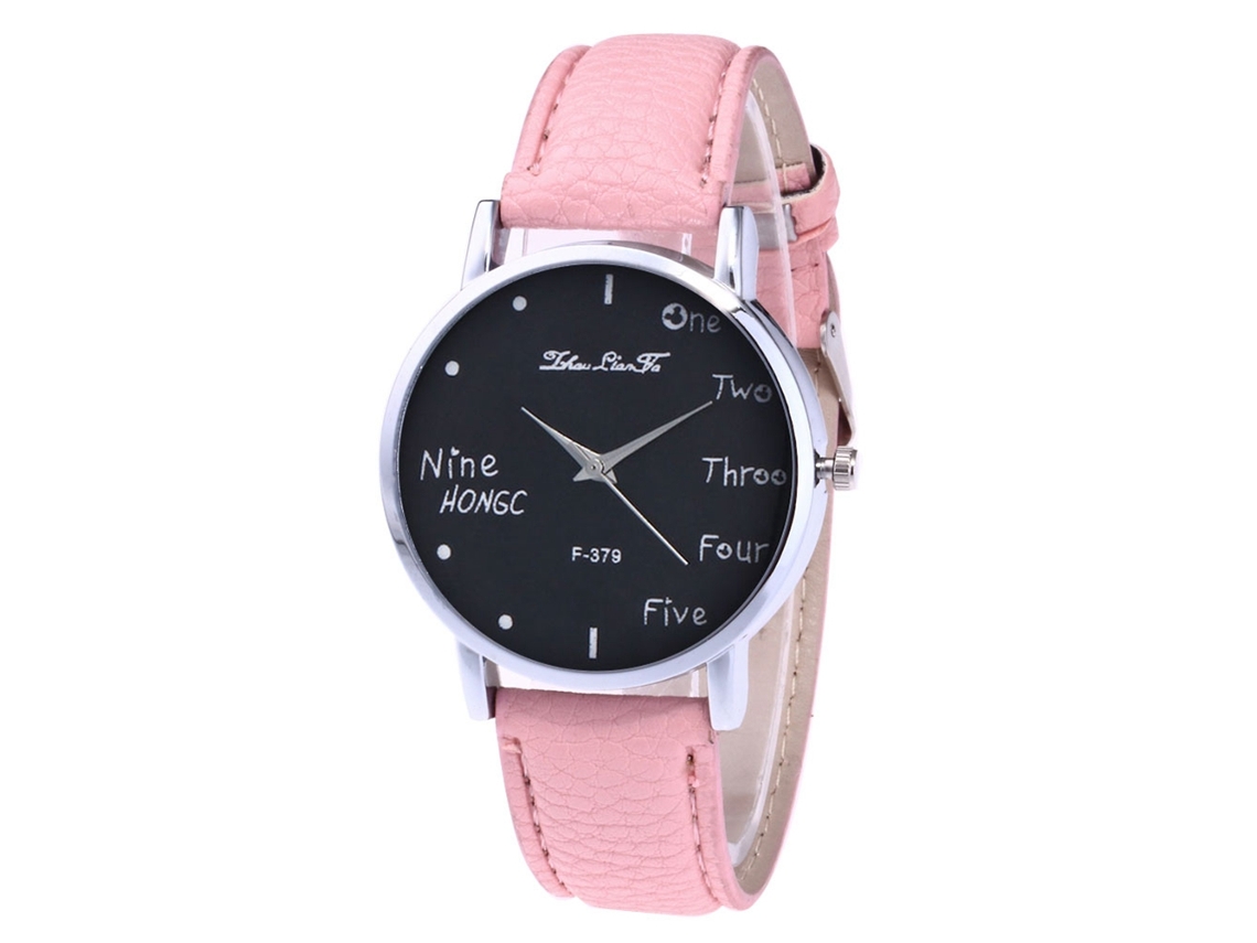Relógio de pulso de quartzo moderno para homens e mulheres, estilo casual rosa.