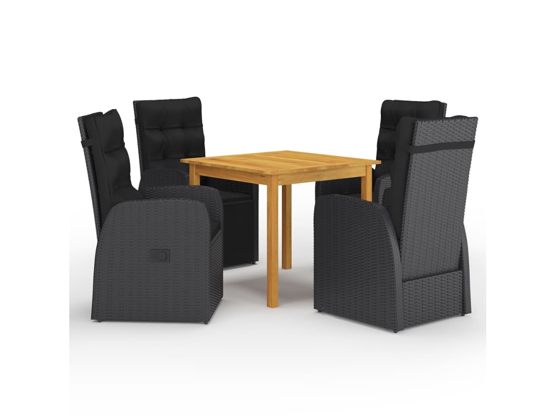 Vidaxl 5 Pcs Conjunto De Jantar Para Jardim Preto