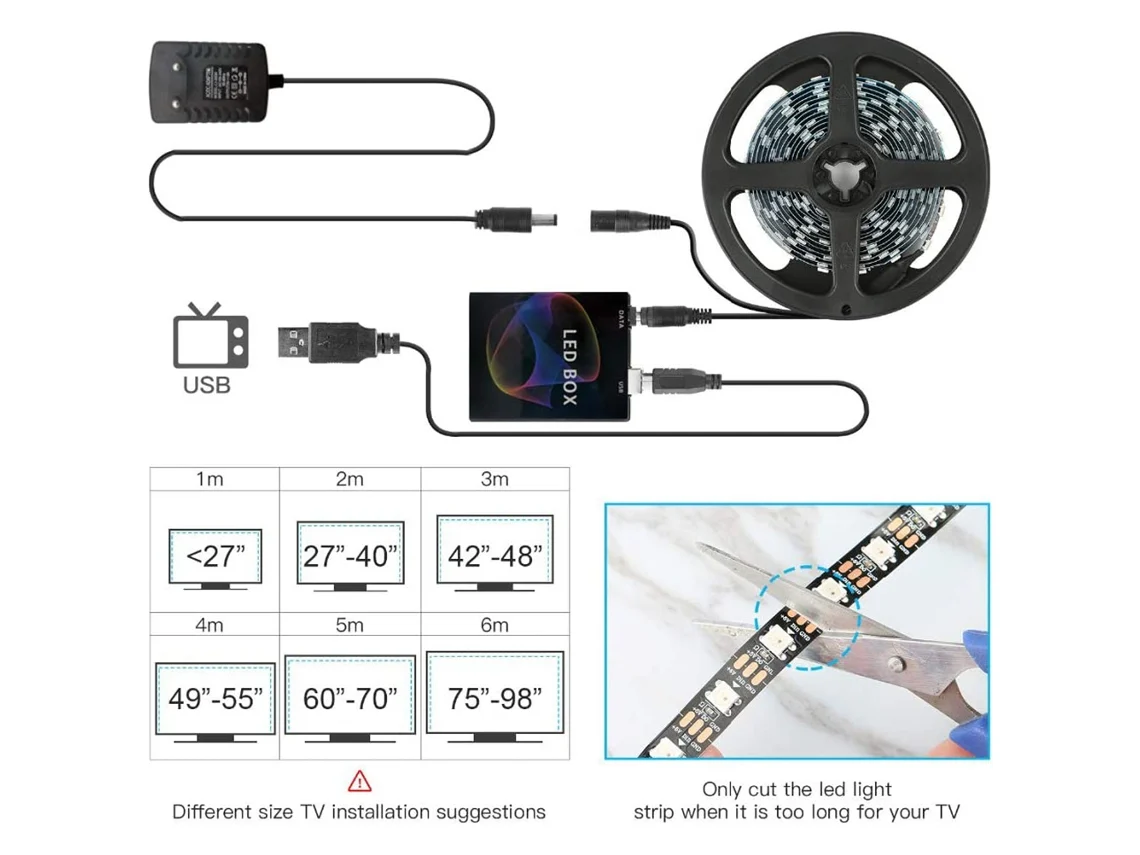Fita Led Inteligente 4 Metros Para Tv E Pc
