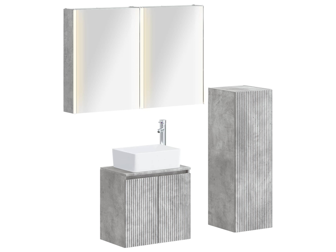 Vidaxl Conjunto De Móveis Para Banheiro 4 Pcs Cinzento Cimento