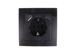 Tomada de Parede Aterrada com Usb, A/c Preta BRILVIBERA