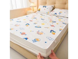 Protetor De Colchão Impermeável Czhhmart Desenhos Animados. 150cmx200cm (com Par De Fronhas) Foguete