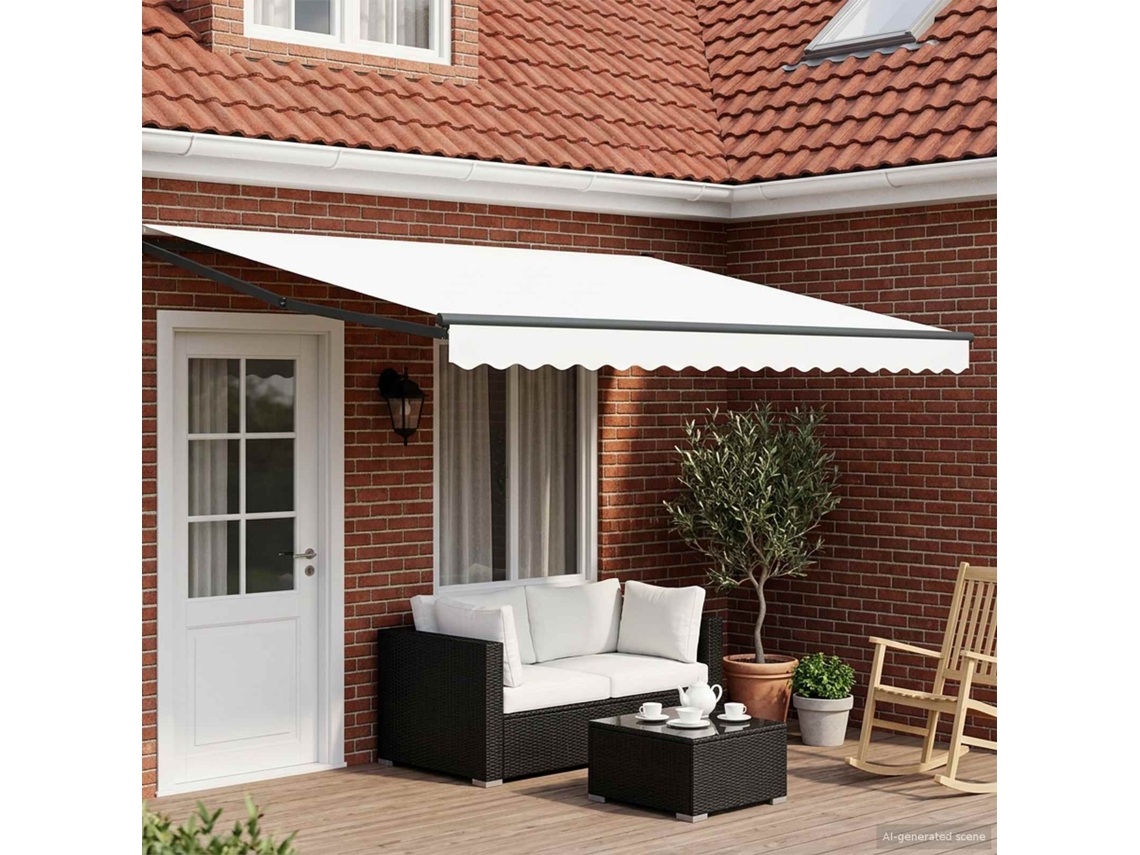 Vidaxl Toldo Retrátil Elétrico Branco 4,5 × 3 M