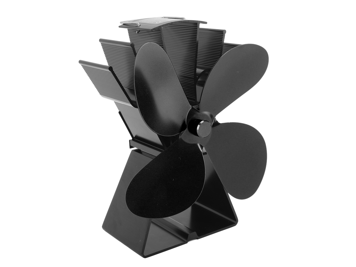 Ventilador Térmico Laxiscreed Para Lareira Vertical De 4 Pás, Base Trapezoidal, Autoalimentado Por Calor