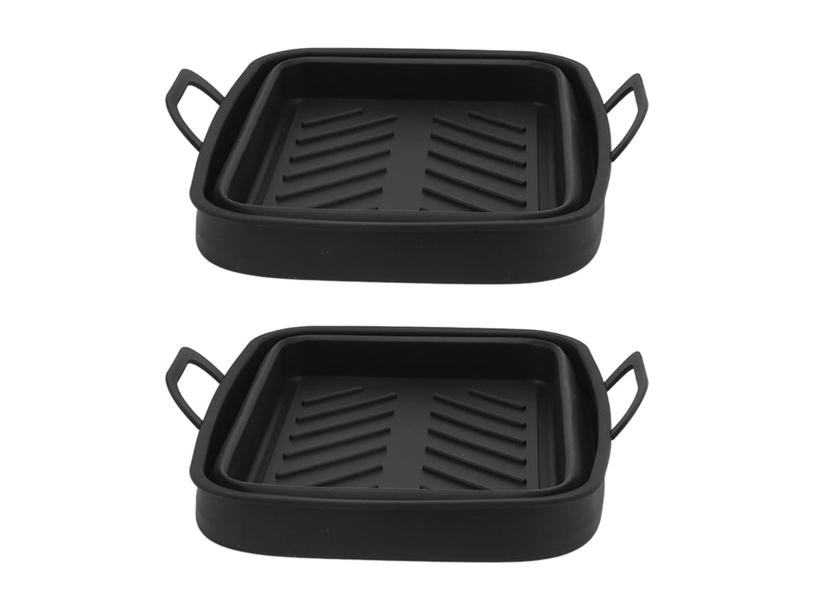 2 Peças Forração Silicone Fritadeira Ar Retangular com Alça Resistente ao Calor | S/MARCA