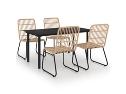 vidaXL 5 pcs conjunto de jantar para exterior vime PE e vidro
