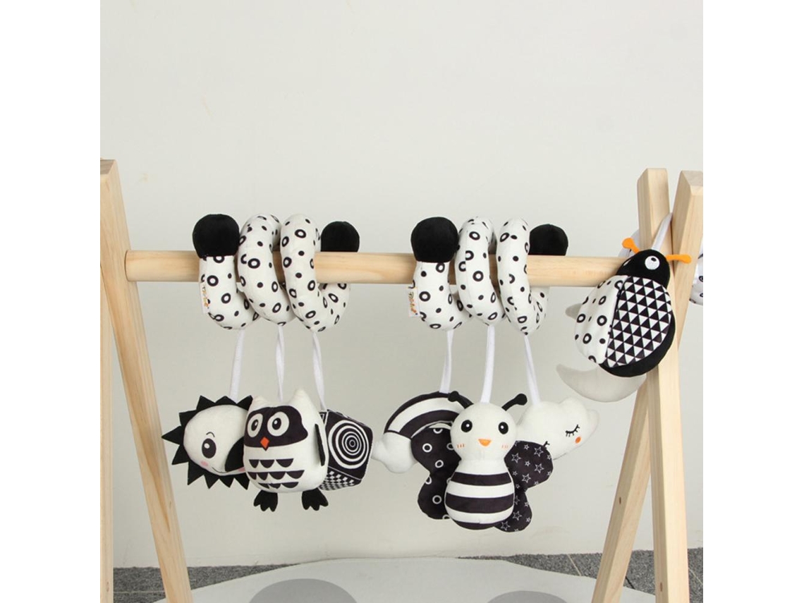 Primerox brinquedos Pendurados para Berço Carrinho Bebê Animais Preto e Branco Ratinhos com Sons