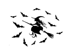 Calcomanías De Bruja Y Murciélagos Asustadores Para Halloween Pegatinas De Vinilo Removibles Arte De Pared