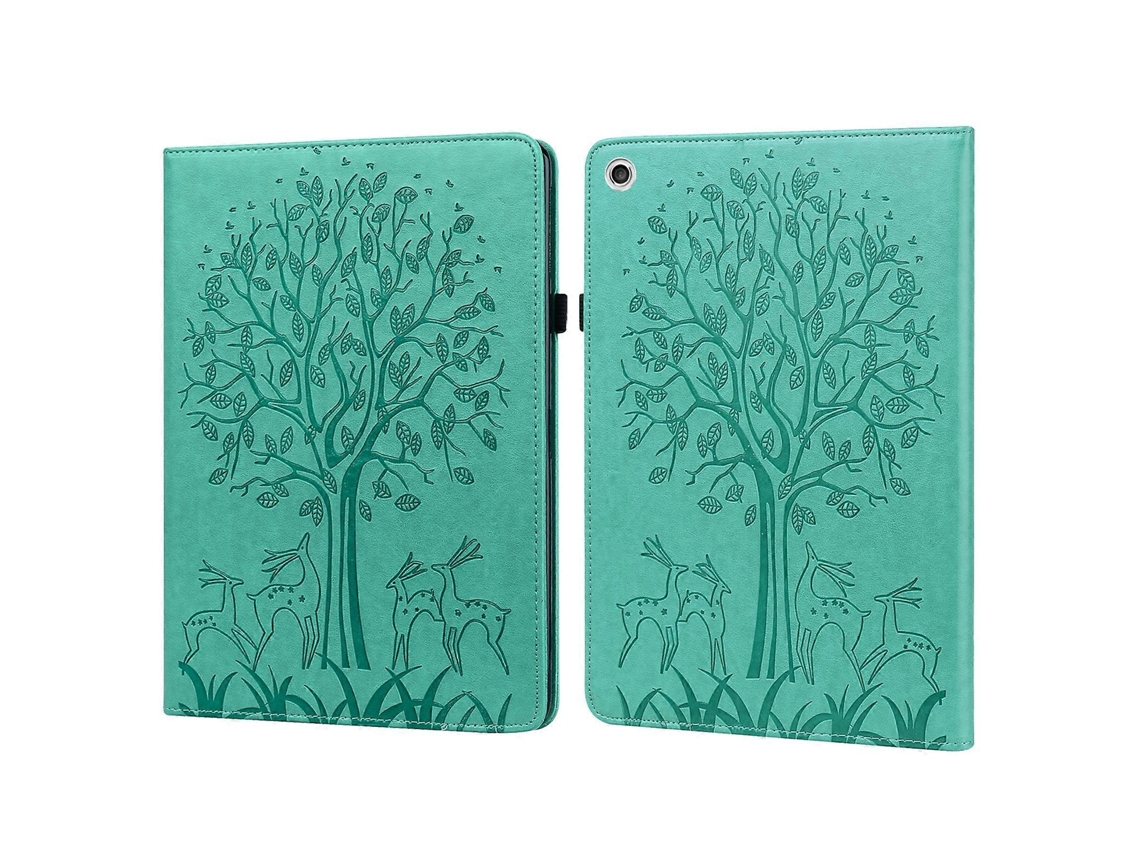 Capa De Couro Pu Com Estampa Horizontal De Árvore E Veado Para Lenovo M10 Tb-x505l, Com Suporte E Compartimentos Para Cartões.