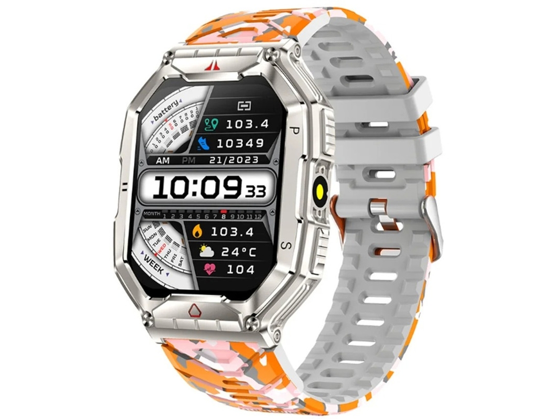 Relógio inteligente militar masculino Bestvite com lanterna LED, 2,01", à prova d'água, 3 ATM, com mais de 100 modos