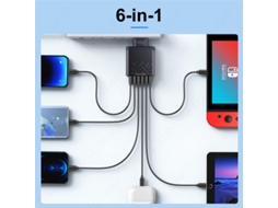 Carregador Usb De 6 Portas 5v3a Com Carregamento Rápido Qc3.0, Adaptador De Parede Com Ficha Europeia