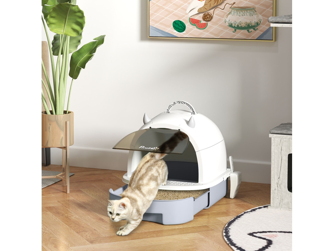 Caixa Para Gato, Acabamento Branco, Cinzento, 39 X 52 X 40,5 Cm