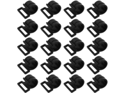 Conjunto de 30 ganchos de plástico reforçado para pendurar lonas e barracas.