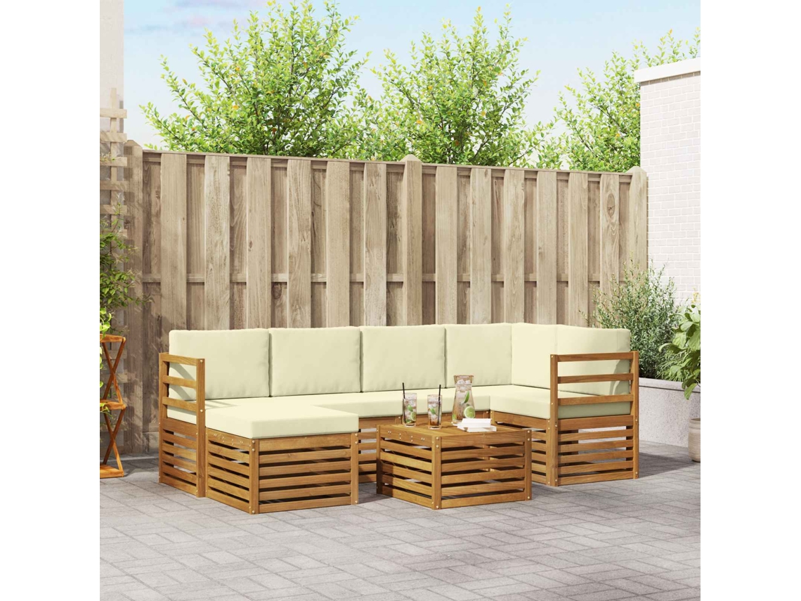 Vidaxl Conjunto De Sofás Para Exterior 7 Unid. Natural E Creme