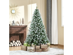 Árvore De Natal Artificial, 800 Ramos, 61 Pinhas, Pontas Cobertas Neve, Resistente Ao Fogo, 180 Cm.