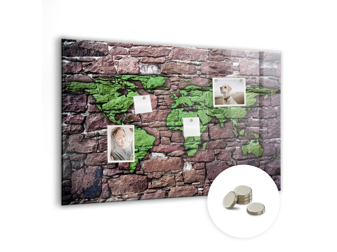 Quadro Magnético Mapa-múndi De Tijolos Para O Escritório Espelharte (90x60 Cm)