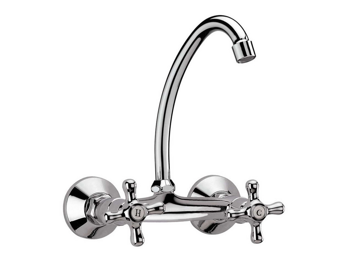 Torneira de Cozinha de Parede Bica Alta Cromada - (Outlet Caixa Aberta - H15T9C)