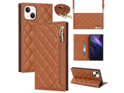 Capa Pega Inch Para Iphone 13 Pele Sintética Castanho