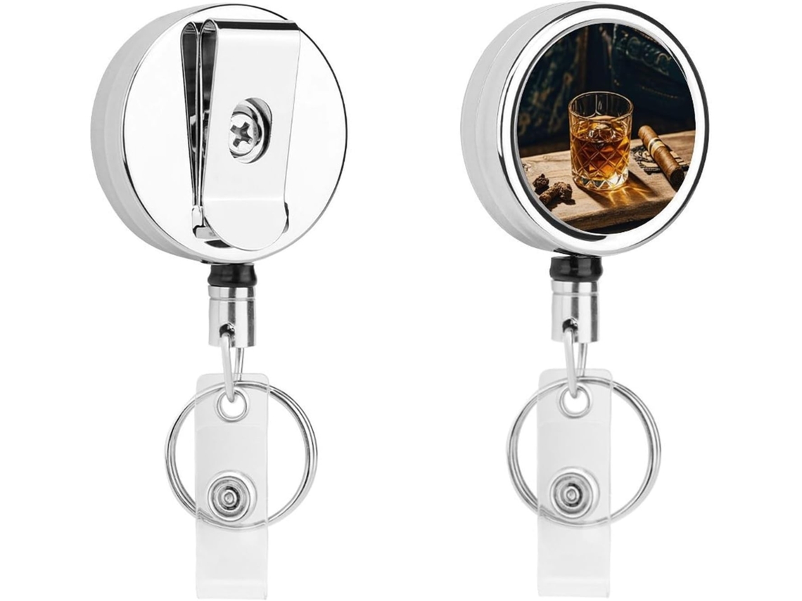 Porta Crachá Retrátil Em Metal, Elegante E Durável, Com Cordão De Nylon De 68cm, Ideal Enfermeiros E Profissionais